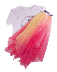 Puffy Princes Dress Mesh Party With Gold Glitter Stars