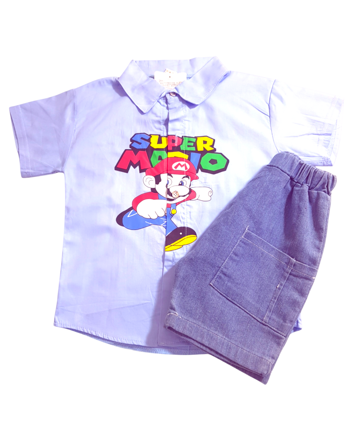 Boy Mario T-Shirt & Nicker (Blue)