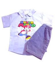 Boy Mario T-Shirt & Nicker (Blue)