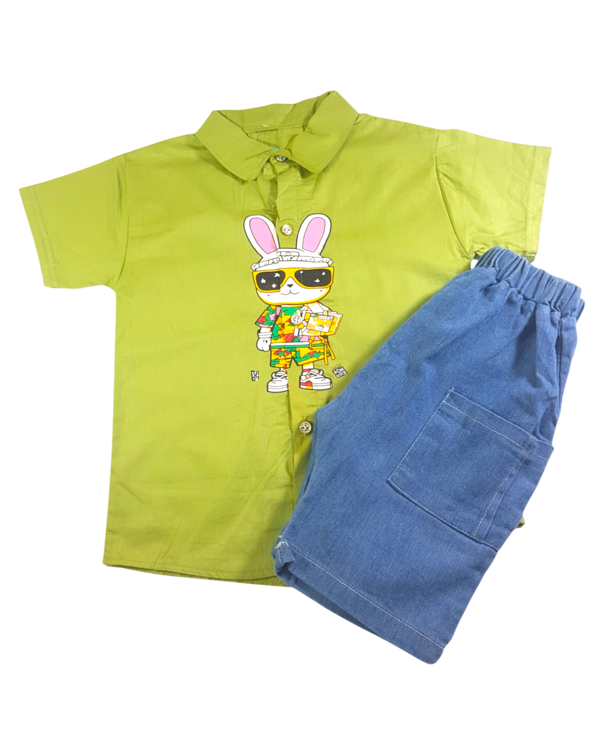 Boy Rabbit T-Shirt & Nicker (Green)