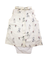 White Romper With Cat Printing Dress