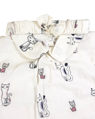 White Romper With Cat Printing Dress