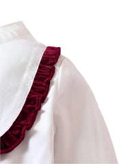 Baby Girl Princess Spring White Top Long Sleeve With Red Mini Skirt