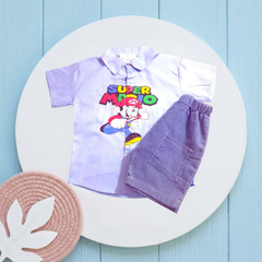 Boy Mario T-Shirt & Nicker (Blue)