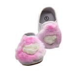 Baby Girl Princess White Heart With Pink Furr Shoes