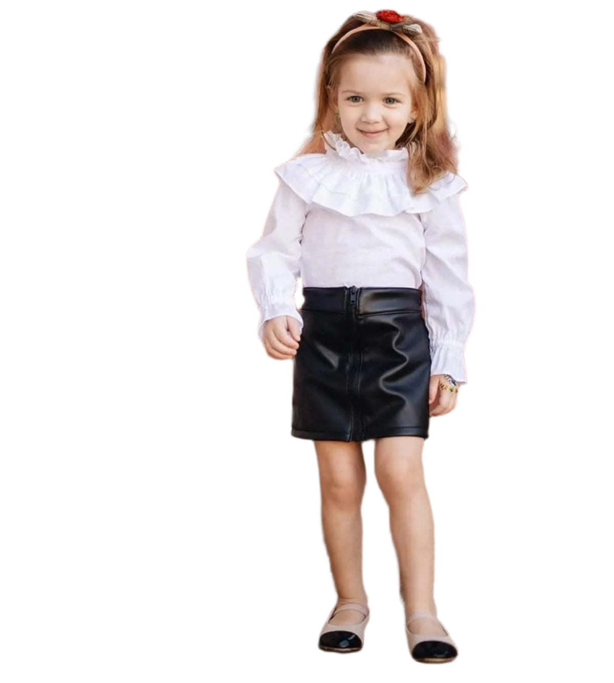 Toddler Baby Girl Fall Outfit Ruffle Long Sleeve Knit Blouse Pullover Top Mini Skirt