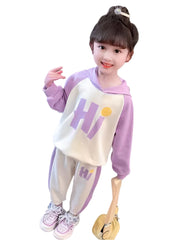 Girls Hoodie Sport Suit Autumn Winter Two Piece Tracksuit