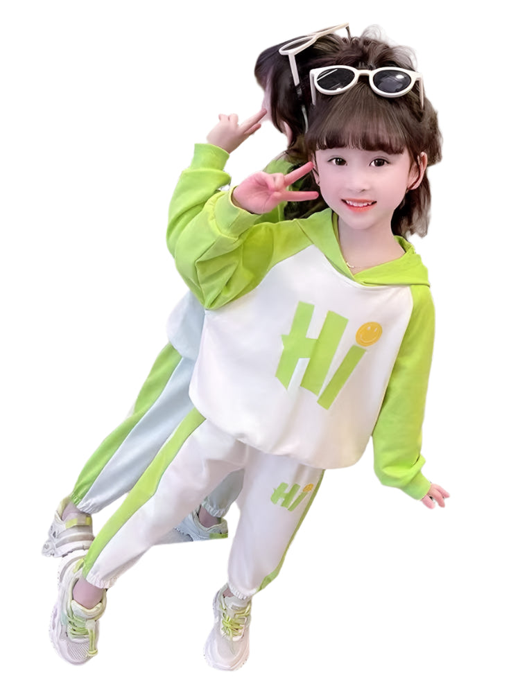 Girls Hoodie Sport Suit Autumn Winter Two Piece Tracksuit