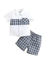 Baby Boys Stylish Half Sleeves Shirt & Shorts (Green Check)