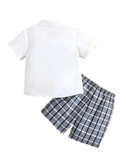 Baby Boys Stylish Half Sleeves Shirt & Shorts (Green Check)