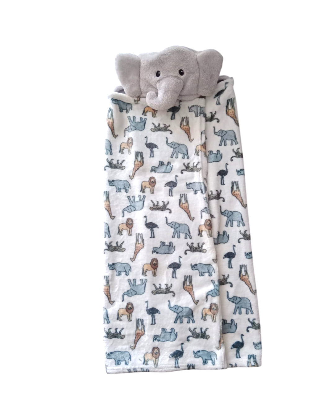 Baby Plush Animal Face Hooded Blanket