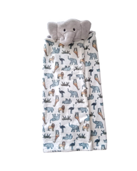 Baby Plush Animal Face Hooded Blanket