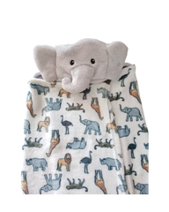 Baby Plush Animal Face Hooded Blanket