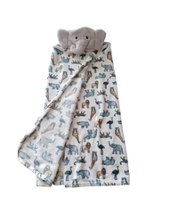 Baby Plush Animal Face Hooded Blanket