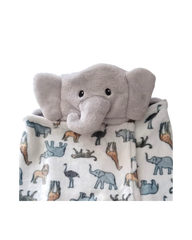 Baby Plush Animal Face Hooded Blanket