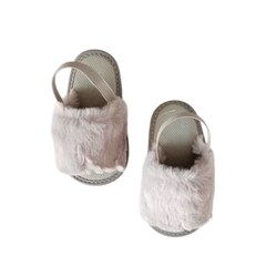Baby Girls Furr Shoes-Grey