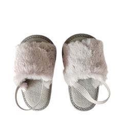 Baby Girls Furr Shoes-Grey
