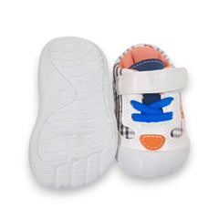 Adorable Plaid & White Baby Walker Shoes with Velcro Closure