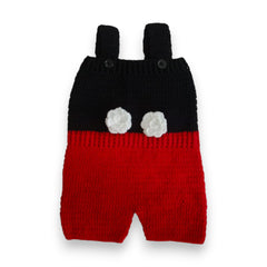 Handmade Mickey Mouse Crochet Baby Boy Romper and Hat Set