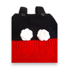 Handmade Mickey Mouse Crochet Baby Boy Romper and Hat Set