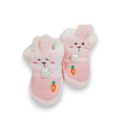 Cute Pink Bunny Baby Slippers - Soft Plush Anti-Slip Booties/Shoes for Infants & Toddlers