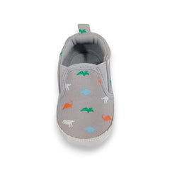 Adorable Dino Print Baby/Boy Slip-On Shoes - Soft Sole & Breathable (Grey)