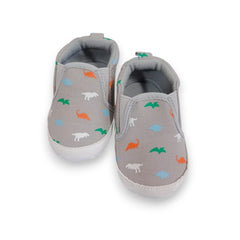 Adorable Dino Print Baby/Boy Slip-On Shoes - Soft Sole & Breathable (Grey)