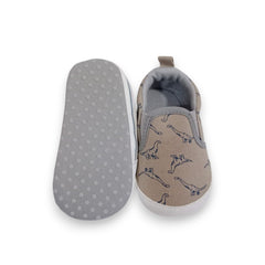 Adorable Dino Print Baby/Boy Slip-On Shoes - Soft Sole & Breathable (Light Brown)