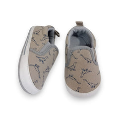 Adorable Dino Print Baby/Boy Slip-On Shoes - Soft Sole & Breathable (Light Brown)