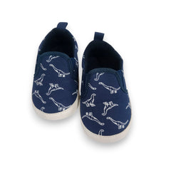 Adorable Dino Print Baby/Boy Slip-On Shoes - Soft Sole &amp; Breathable (Blue)