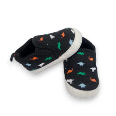 Adorable Dino Print Baby/Boy Slip-On Shoes - Soft Sole & Breathable (Black)