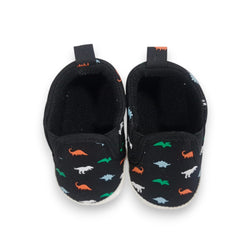 Adorable Dino Print Baby/Boy Slip-On Shoes - Soft Sole & Breathable (Black)