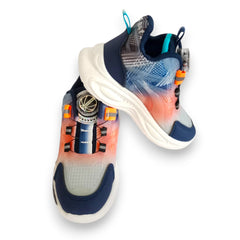 Boys Life Style Sneakers - Dynamic Blue & Orange with Dial Closure