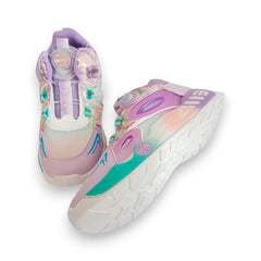 Kids' Dynamic Purple & Teal Rotating Buckle Sneakers - Breathable & Lightweight