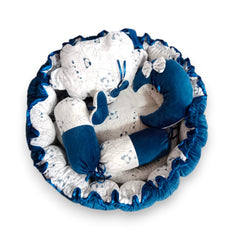 Newborn Baby Velvet Bed Set (Royal Blue)