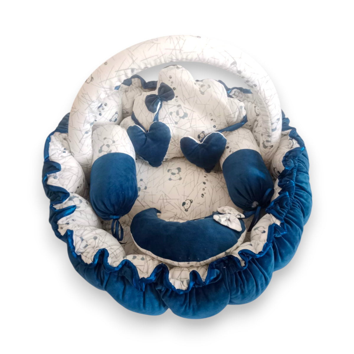 Newborn Baby Velvet Bed Set (Royal Blue)