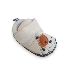 Adorable White Dog-Face Baby First Walker Shoes