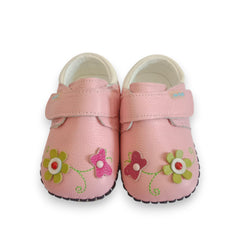 Adorable Pink Floral Soft Sole Baby Pre-Walker Shoes