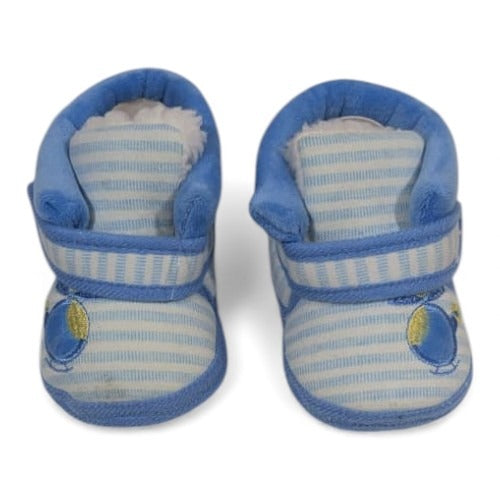Soft-Sole Blue & White Helicopter Baby Booties