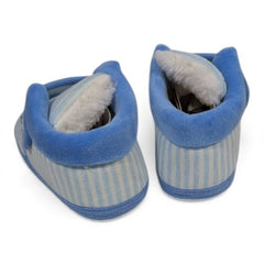 Soft-Sole Blue & White Helicopter Baby Booties