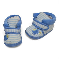 Soft-Sole Blue & White Helicopter Baby Booties