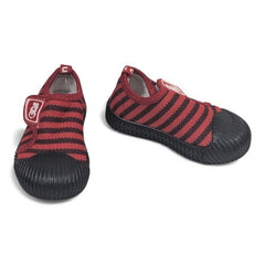 Sporty Red & Black Striped Non-Slip Baby Shoes