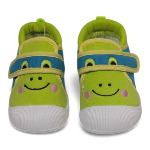 Non-Slip Lime Green Smiley Soft-Sole Baby Booties