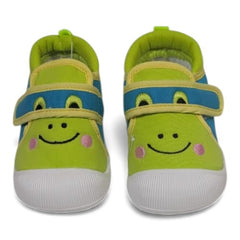 Non-Slip Lime Green Smiley Soft-Sole Baby Booties