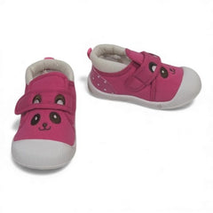 Non-Slip Pink Baby Booties with Cute Face