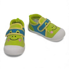 Non-Slip Lime Green Smiley Soft-Sole Baby Booties