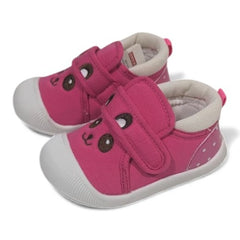 Non-Slip Pink Baby Booties with Cute Face