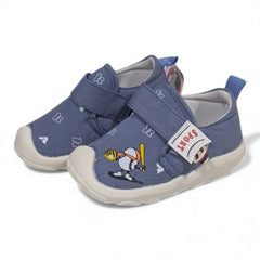 Non-Slip Adorable Blue Shoes with Fun Cartoon Emblems