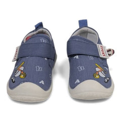 Non-Slip Adorable Blue Shoes with Fun Cartoon Emblems