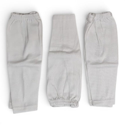 White Cotton Baby Pants with Elastic Waistband (Pack of 3)